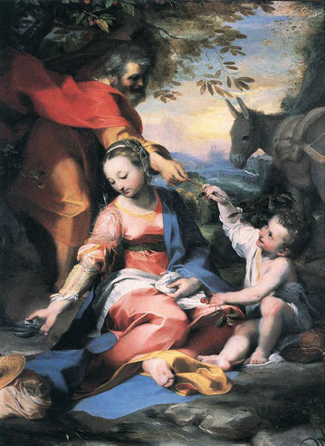 Federico Barocci (1535-1612) - Fuite en Egypte (Bibliothèque vaticane) d'après la Vierge à l'échelle du Corrège