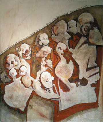 "...être conscient - rien qu'un moment..." Acrylique sur drap