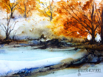 Aquarelle atelier oliverre limousin vallée des peintres creuse