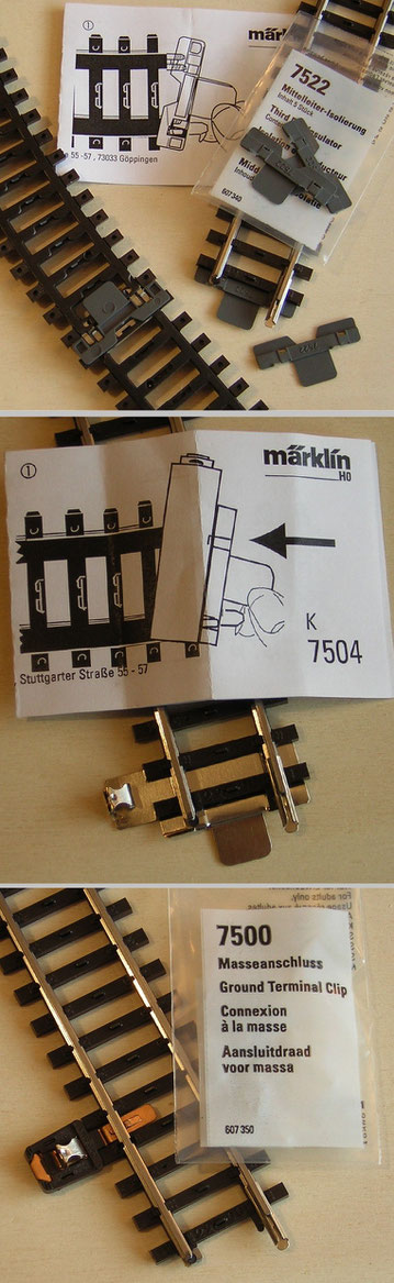 K-Gleis Verbindungen, Anschlüsse und Isolierungen.