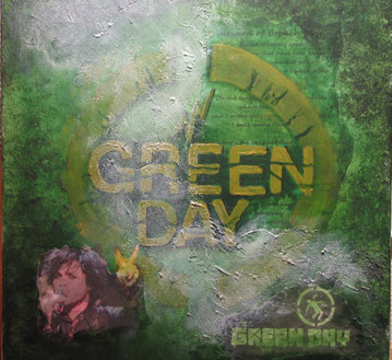 Green Day Acryl Collage 40x40 cm