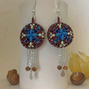 "Azra" orecchini realizzati con perline blu-marrone