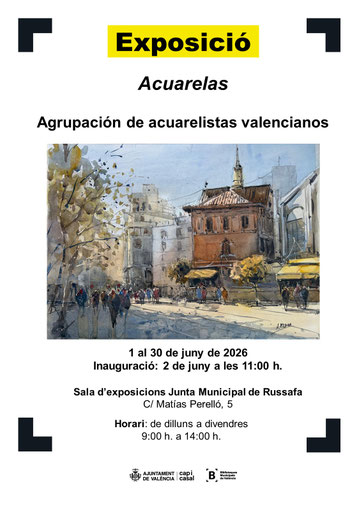 Cartel anuncuador de la exposición de la Agrupación de Acuarelistas en Ruzafa.