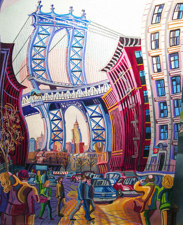 PUENTE MANHATTAN (NEW YORK). Oil on canvas. 100 x 81 x 3,5 cm.