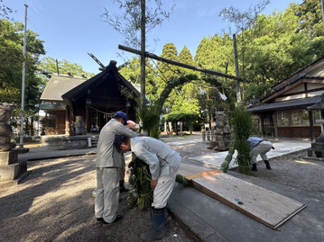 十社大神 夏越の大祓 茅の輪づくり