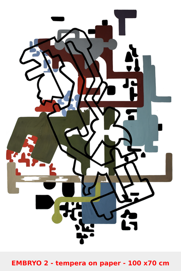 Embryon 2 - tempera sur papier - 100 x 70 cm