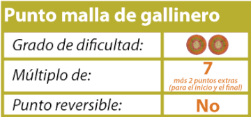 punto malla de gallinero en dos agujas o palillos