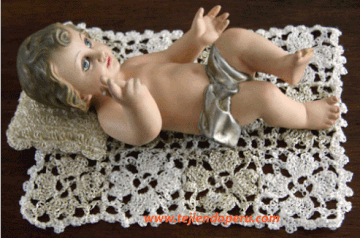 Manta y almohada niño Jesus tejidos a crochet