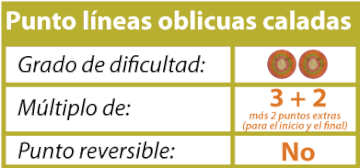 punto líneas caladas oblicuas en dos agujas