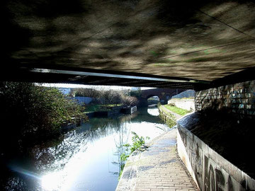 Saltley Viaduct passing over the Birmingham & Warwick Canal. It also bridges the Birmingham & Derby railway and the River Rea.