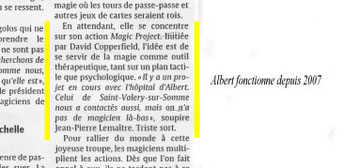 Projet Magique en Picardie. "Courrier Picard" du 1 septembre 2007