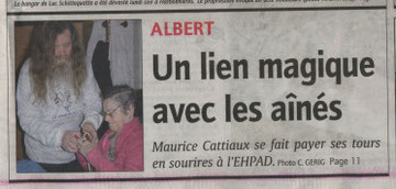 Projet Magique à l'Hôpital d'Albert. "Courrier Picard" du 30/12/2009 page 1