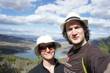 Chrissi and me on the summit of Roca Regina. Trying to get a suntan. Hard work to suntan an Igel though!