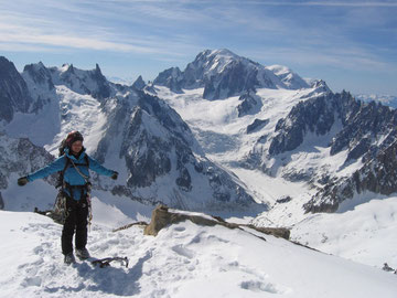 Woohoo, summit of Les Courtes and Mt Blanc view!