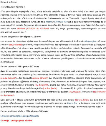 corrigé de la dictée