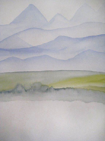 Blaue Berge, Aquarell, 30 x 40 cm,  Olga Wriessnig, 2012