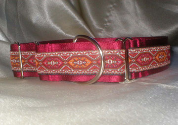 Martingale, Halsband, 4cm, Gurtband weinrot, edele Borte