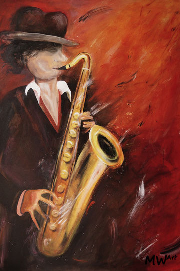 Acrylbild - Saxophonspieler