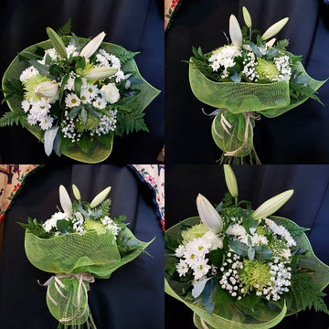 Ramo de flores variadas blancas y verdes. Ref R11