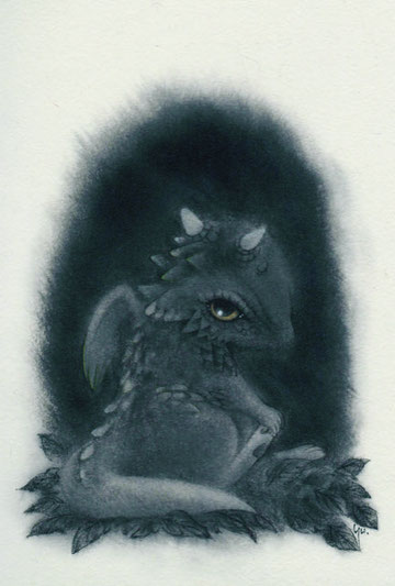「CAVEⅡ」 渡部ゆか 和紙・墨 ¥33,000 260㎜×320㎜(内寸160㎜×200㎜)