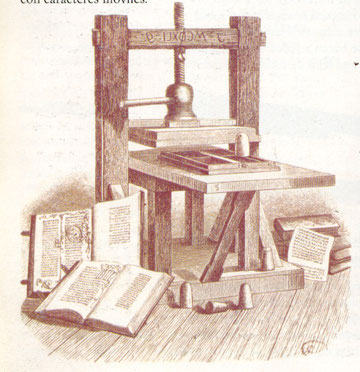 Gutenberg,SXV,inventó la imprenta, instrumento para la comunicación de las nuevas ideas.