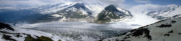 Gletscher, Gletscherschwund, Grosser Aletschgletscher, Panorama, Fotobearbeitung, Fotomontage, Fotografie, Baumann