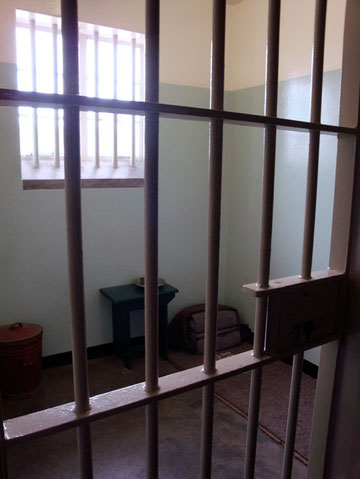 The systemisation of humiliation: former President Nelson Mandela's unheated cell. He was forced to sleep on the floor for 15 years, wear short trousers and not allowed underwear. He was permitted one