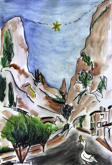 If a duck quacks in Moustiers, will he hear his own echo?