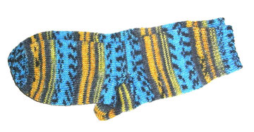 Socke Grösse 39 gelb blau