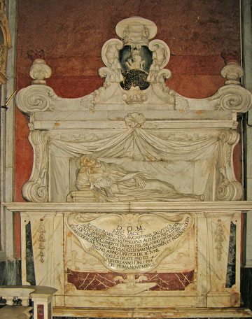 Brando - ND de Lavasina - Cénotaphe de Mgr Saluzzo évêque de Mariana et d'Accia (sculpteur génois anonyme 1744)