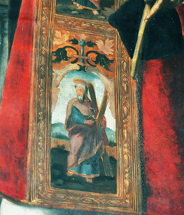 Cassano - Saint André figure sur la dalmatique de Saint Laurent dans le tableau de son apothéose.