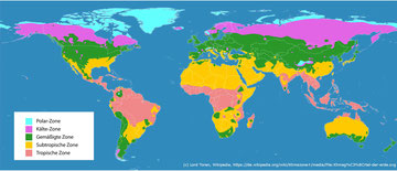 Weltkarte mit Klimazonen