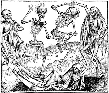 Danza de la muerte. Grabado medieval.
