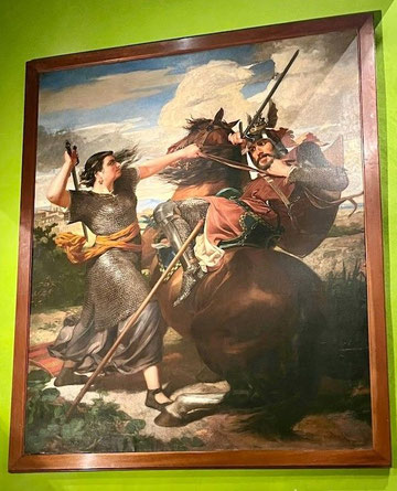 Die "Heldin von Peralada" in Aktion - Gemälde von Antonio Caba Casamitjana (1864)