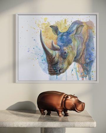 Serie Afrika Nashorn Aquarell Kunstwerk