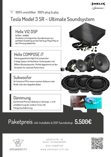 Tesla Model 3 Subwoofer, Soundsystem verbessern, mehr Klang, DSP Endstufe, Dämmung