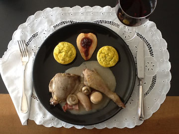 Pintade au vin