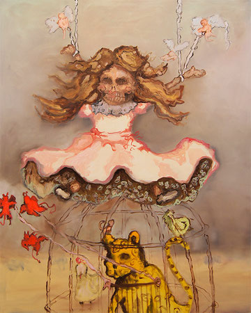 Mädchen auf Käfig, 2012, 150cm x 120cm, Oil on canvas