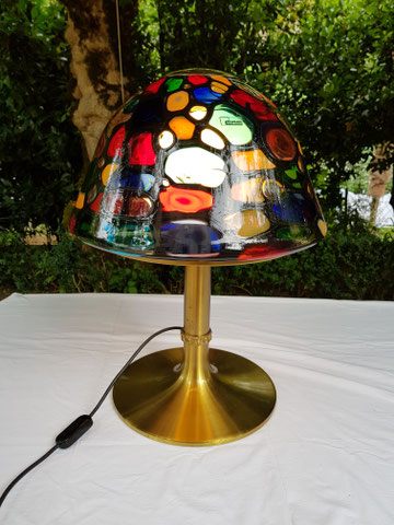 Angelo BROTTO Lampe en laiton et verre édition Esperia 1970