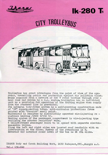 Информационная листовка по сочлененному троллейбусу Ikarus 280T1