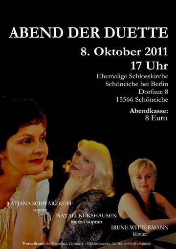 Abend der Duette - Tatjana Schwarzkopf, Natali Kukshausen und Irene Wittermann live aus der Ehemaligen Schlosskirche vom 8.Oktober 2011
