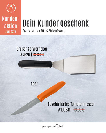 Kundengeschenke Pampered Chef Juni Grpßer Servierheber Beschichtetes Tomatenmesser