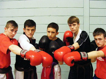 BCKA's young fighters prepare to take on the Clash of the Titans - Kieren Wilson, Jack Bristowe, Nikolai Milanov, Daniel Laing, Lewis Gemmill