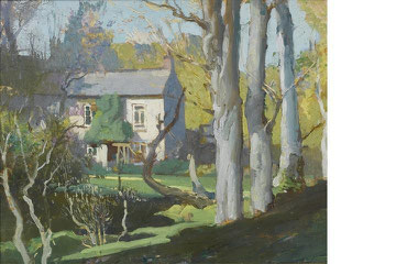 Oil on board by Lamorna Birch of Oriental Cottage