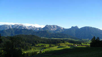 Blick von den Ruinen Frey u. Eisenberg auf die Allgäuer Alpen