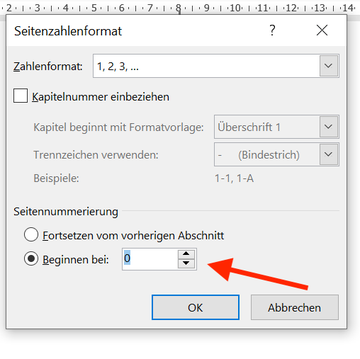 Erste Seite als "Seite 0" definieren