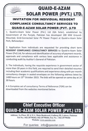 Individual Residence Compliance Consultant 23/9/2015