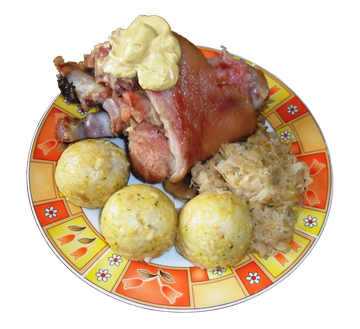 Eisbein mit Klöße und Sauerkraut