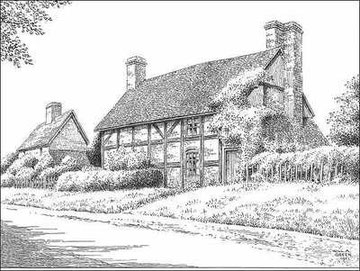 Old Cottages in Shard End, demolished in 1951 - drawn 1951. Thanks for the use of this image to E W Green, Historic Buildings in Pen & Ink - The Work of William Albert Green.