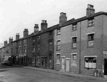 Bridge Street West in 1968, a street of terraces, tunnel-backs and back-to-back houses.